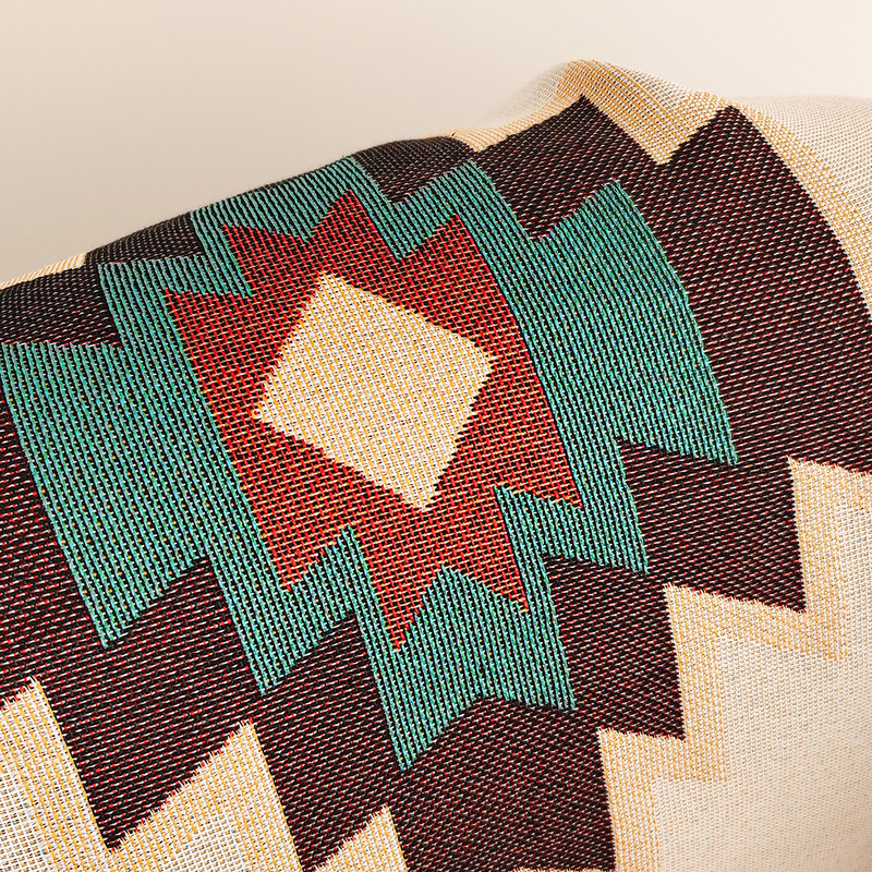 Aztec Blanket Boho Chic Oversized Throw with Fringe, Soft Vintage Woven Geometric Blanket for Home & Gifts