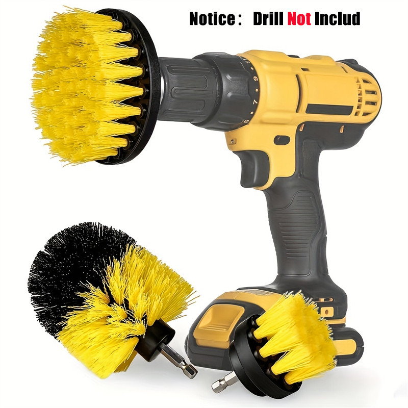 3pcs Drill Brush Attachment Set Power Scrubber for Showers Tubs Tile Grout Deep Cleaning Kit