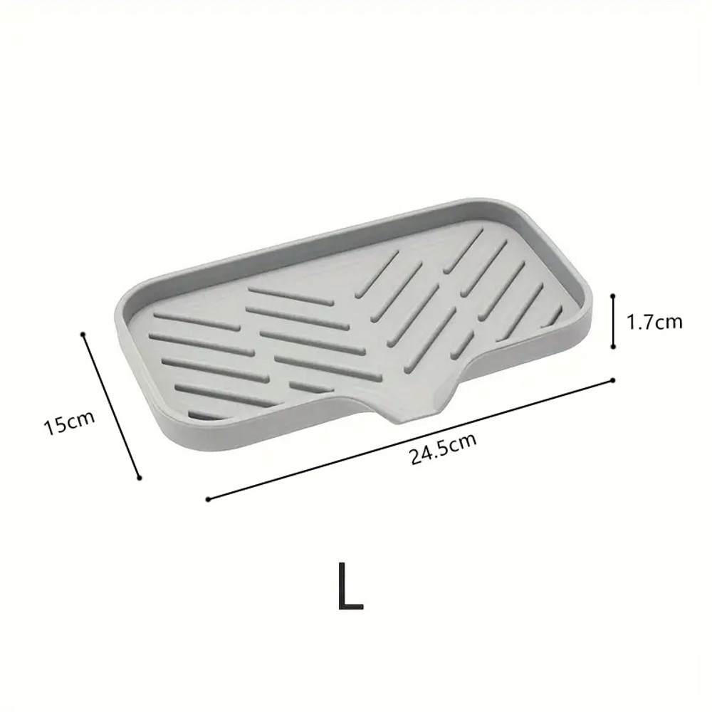 Kitchen Sink Organizer Silicone Faucet Mat With Soap Tray  Drain Pad Non Slip Countertop Drying Mat 6