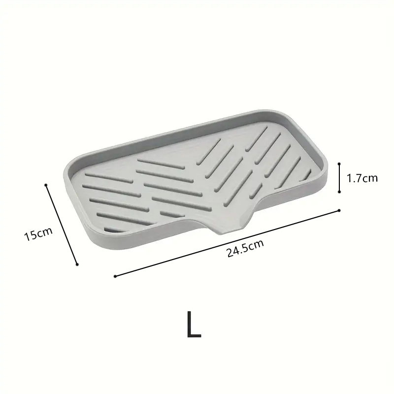 Kitchen Sink Organizer Silicone Faucet Mat With Soap Tray  Drain Pad Non Slip Countertop Drying Mat 6