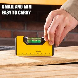 deli 100mm magnetic pocket level, high-precision aluminum bubble level for horizontal & vertical alignment