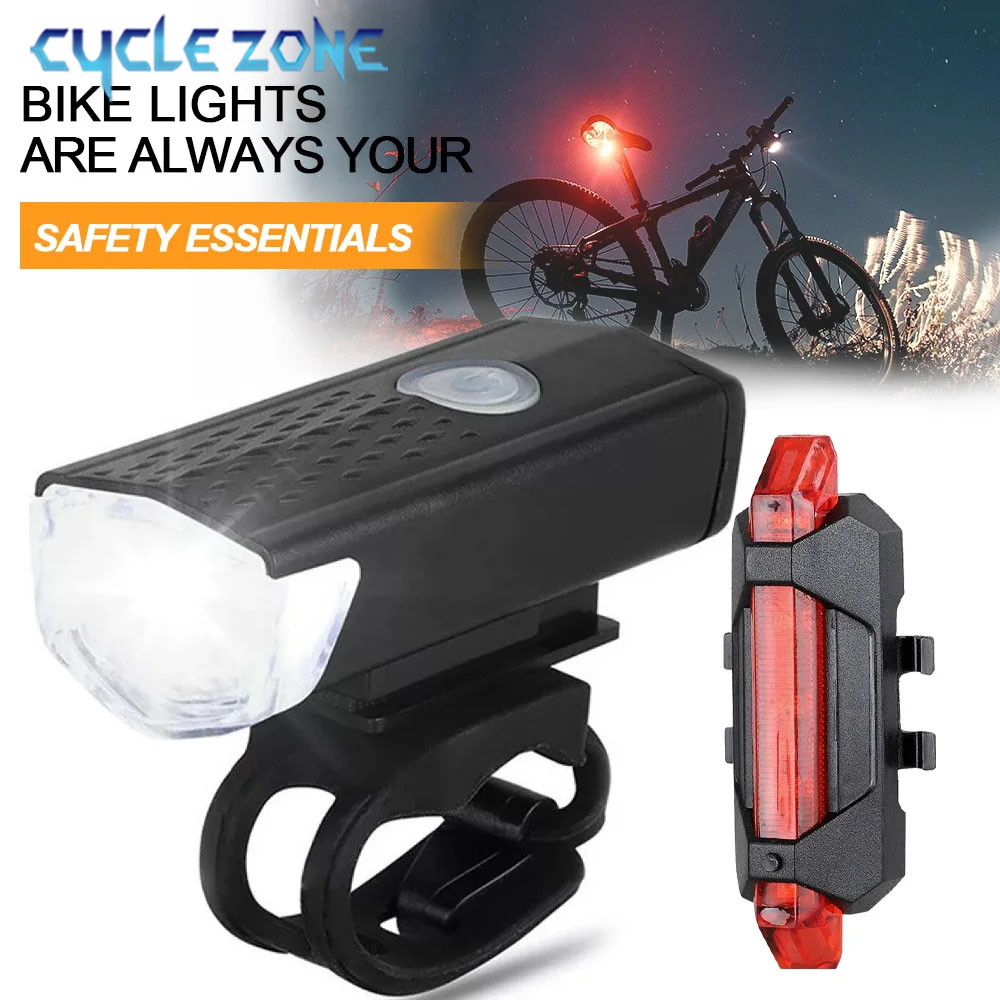 USB Rechargeable Bike Light Set Easy To Install Front Taillight For Bicycle Accessories 1