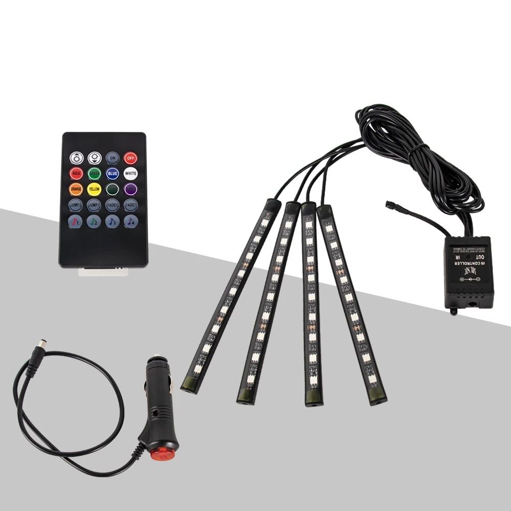 USBPowered Car Ambient Foot Light Wireless Auto RGB LED Interior Lighting with Music Sync