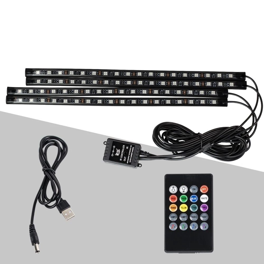 USBPowered Car Ambient Foot Light Wireless Auto RGB LED Interior Lighting with Music Sync