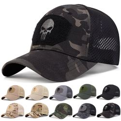unisex skull embroidered baseball cap, adjustable breathable sunscreen hat for outdoor & casual wear