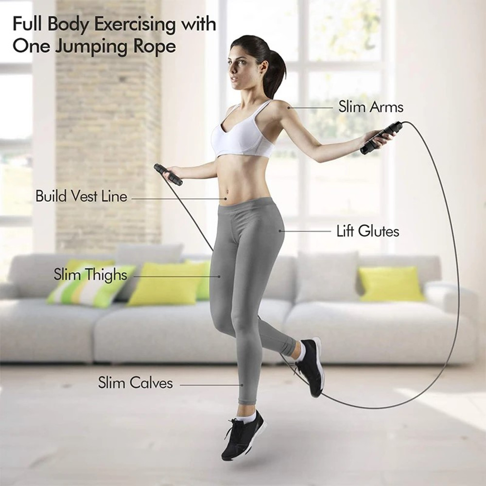 Ball Bearings Adjustable Tangle Free Speed Wire Jump Rope Workout  Slim Body Fitness Rope With Foam 1
