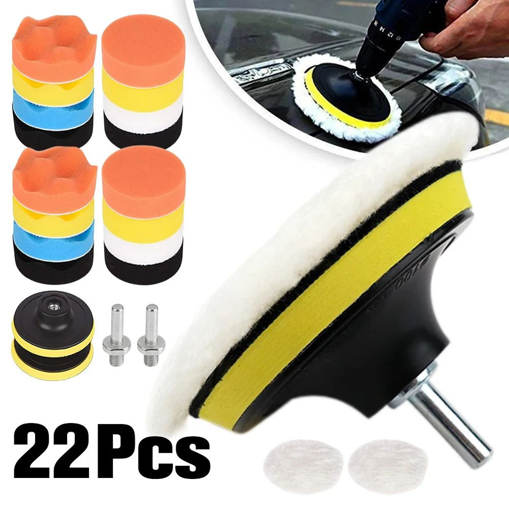 Polishing Sponge Pads Kit Washable Wool Foam Buffing Waxing Clean Polish Set For Car Polisher Motor 0