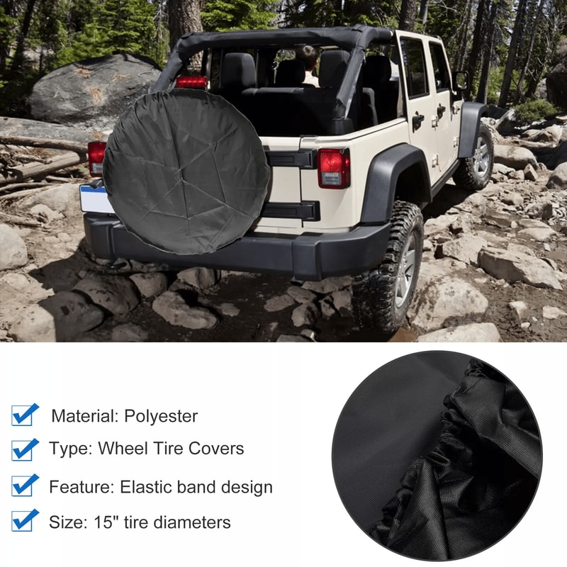 Universal Black Spare Tire Cover Weatherproof Tyre Protector For Sun Rain 4