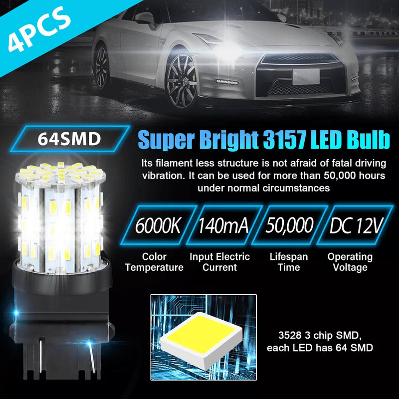 LED Reverse Tail Brake Stop Turn Signal DRL Light Bulb Pure White High Brightness Backup Parking Li 1
