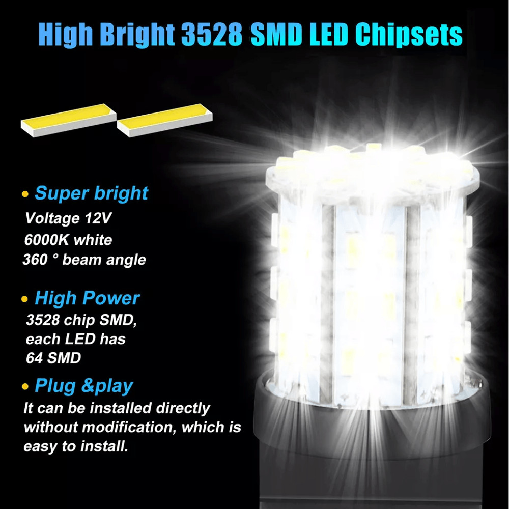 LED Reverse Tail Brake Stop Turn Signal DRL Light Bulb Pure White High Brightness Backup Parking Li 2
