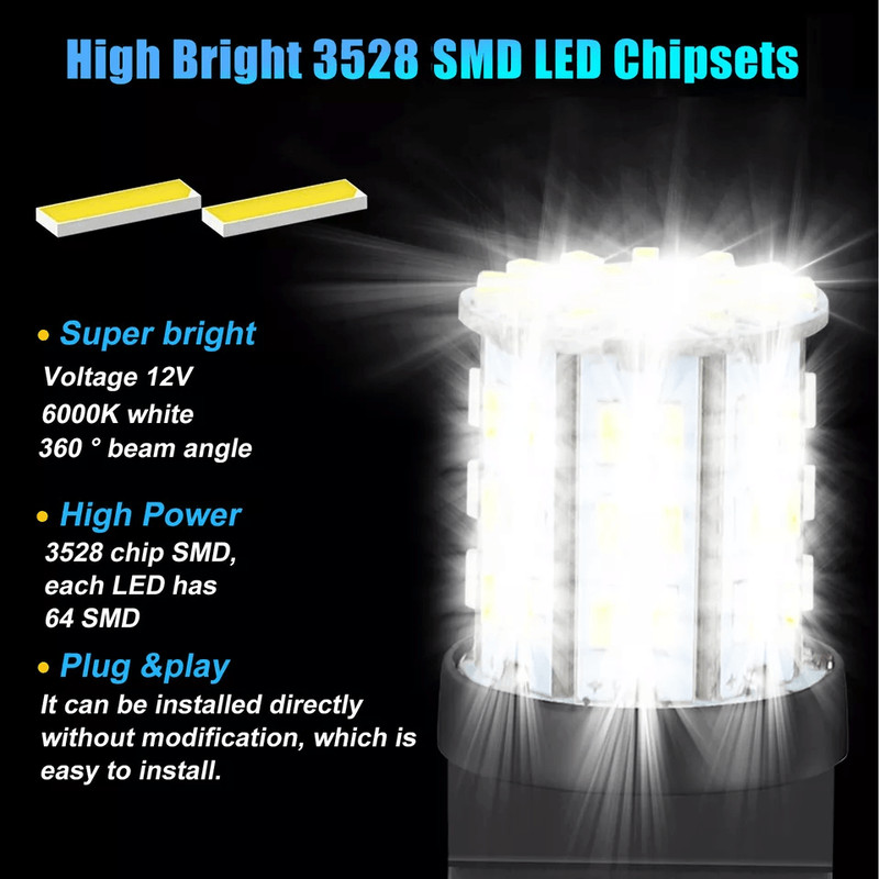 LED Reverse Tail Brake Stop Turn Signal DRL Light Bulb Pure White High Brightness Backup Parking Li 2