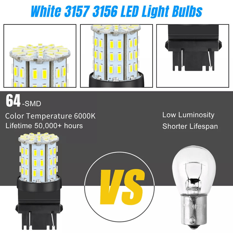 LED Reverse Tail Brake Stop Turn Signal DRL Light Bulb Pure White High Brightness Backup Parking Li 7