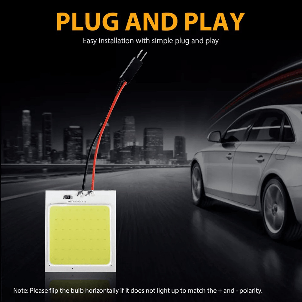 COB White LED Panel Light For Car Festoon Interior Dome And Map Light Bulbs SelfAdhesive Car Roof R 5