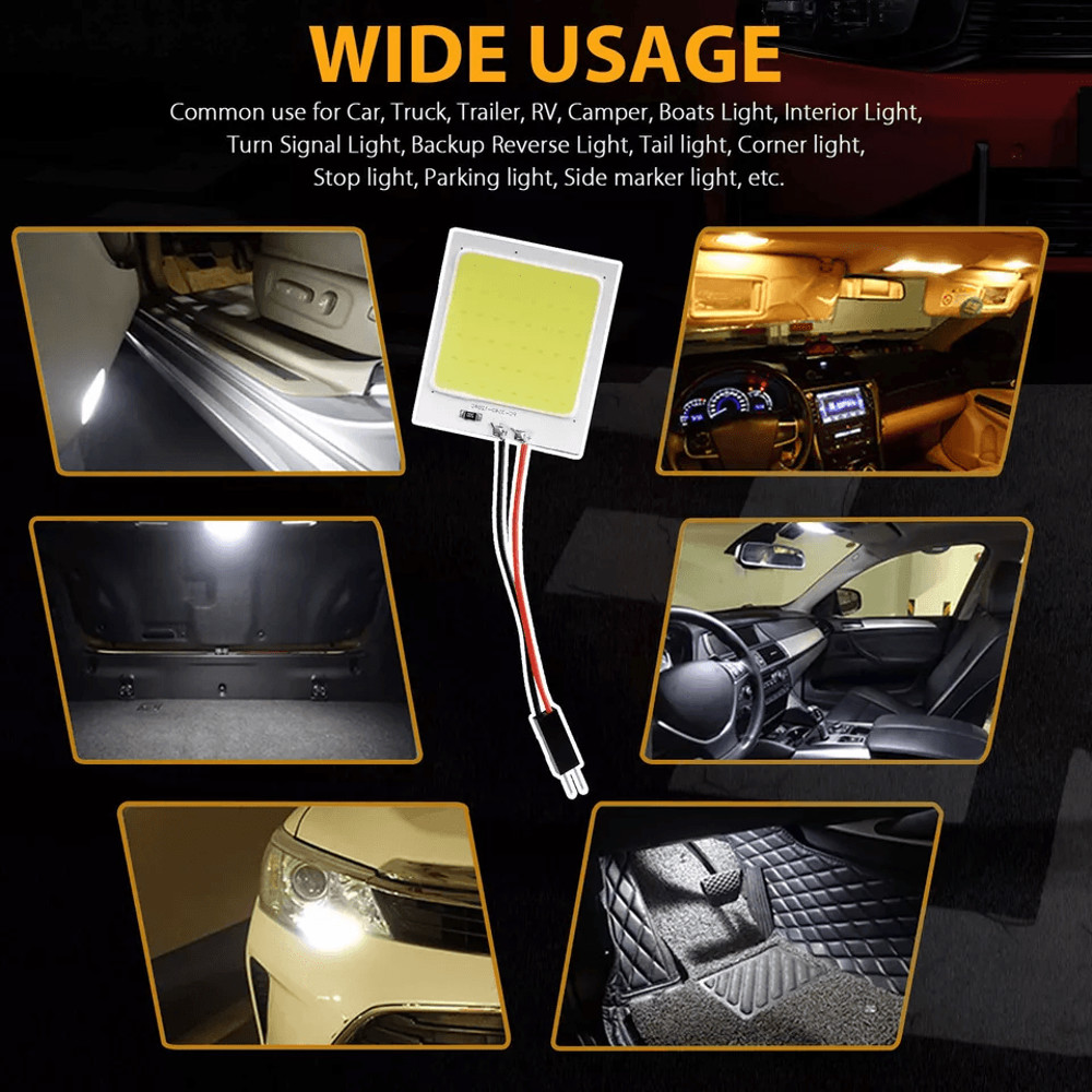 COB White LED Panel Light For Car Festoon Interior Dome And Map Light Bulbs SelfAdhesive Car Roof R 4