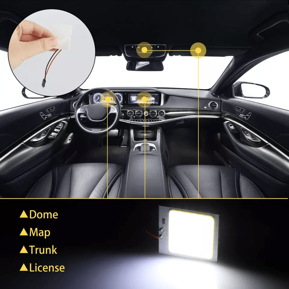 COB White LED Panel Light For Car Festoon Interior Dome And Map Light Bulbs SelfAdhesive Car Roof R 1