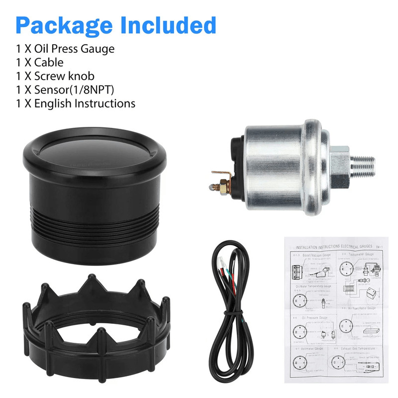 Universal LED Digital Oil Pressure Gauge Meter With Sensor Kit Car Truck Automotive High Precision 8