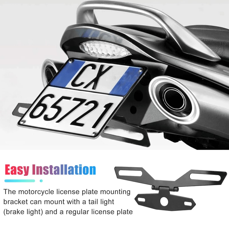 Universal Motorcycle Folding License Plate Bracket Tail Light Holder Mount Rear Adjustable For Moto 4