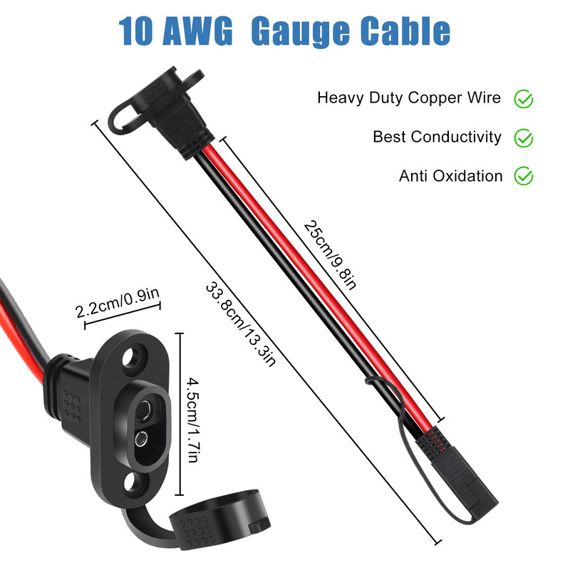 Adapter Battery Connector Cable Quick Connector Harness Plug To Female Socket 2