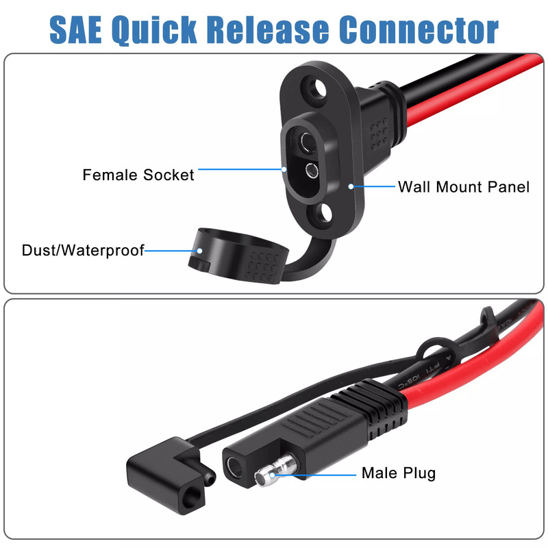 Adapter Battery Connector Cable Quick Connector Harness Plug To Female Socket 1