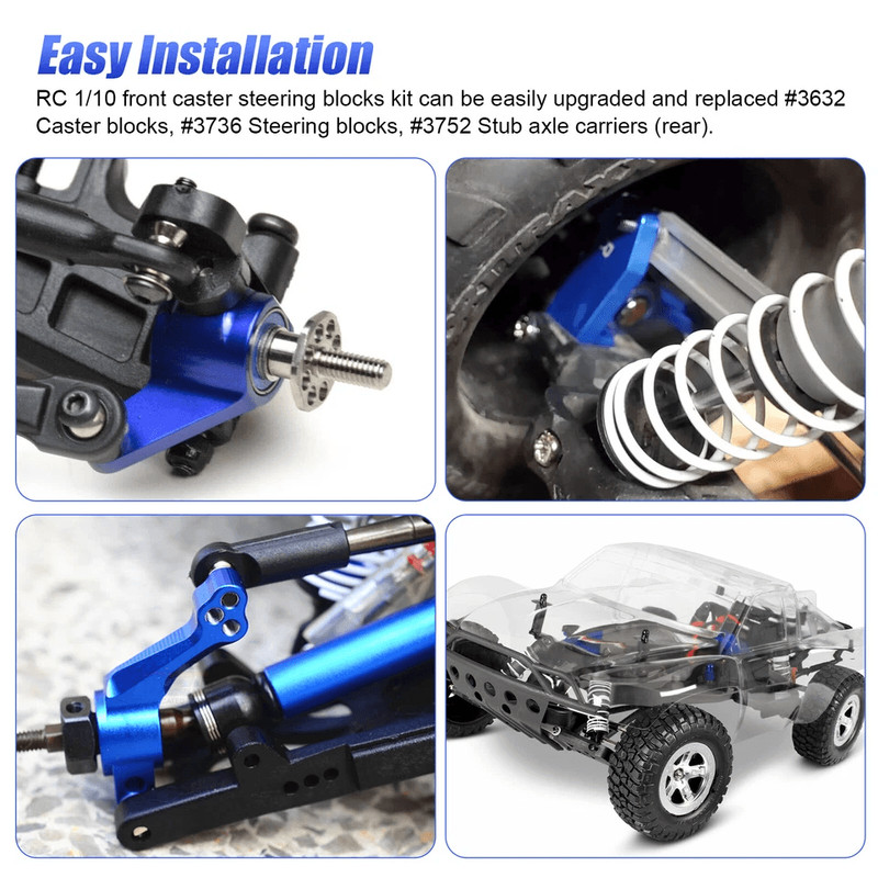 Aluminum Front Caster Block Steering Blocks And Rear Stub Axle Upgrade For Traxxas RC Car 3