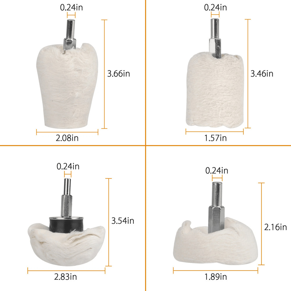 White Cotton Pad Polishing Buffing Wheel Set For Car  Motorcycle Drill Use Buffing Rims  Metal Fini 6