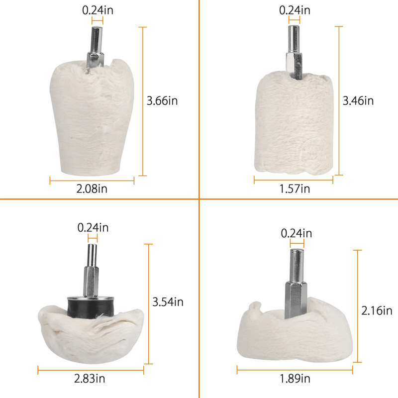 White Cotton Pad Polishing Buffing Wheel Set For Car  Motorcycle Drill Use Buffing Rims  Metal Fini 6