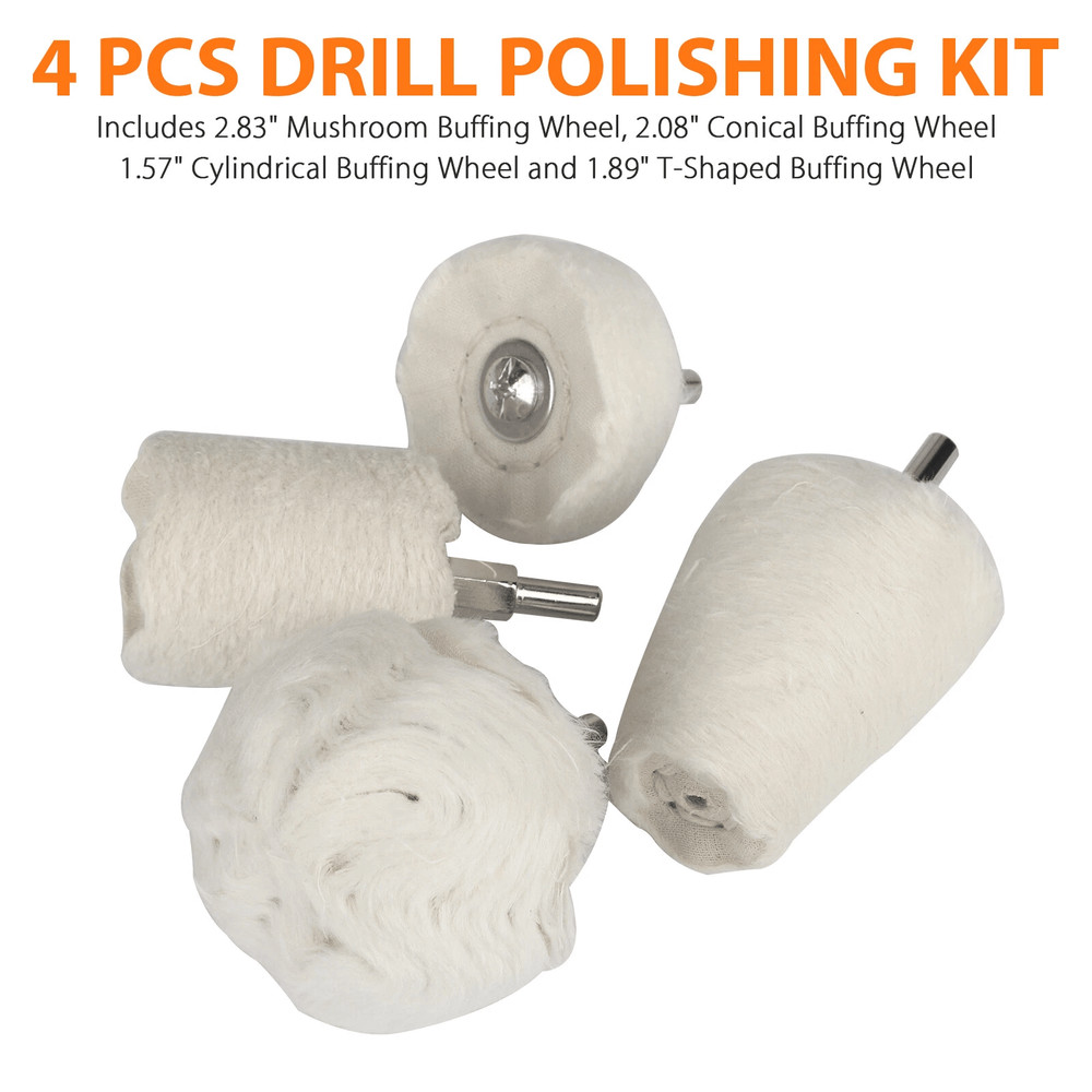 White Cotton Pad Polishing Buffing Wheel Set For Car  Motorcycle Drill Use Buffing Rims  Metal Fini 5