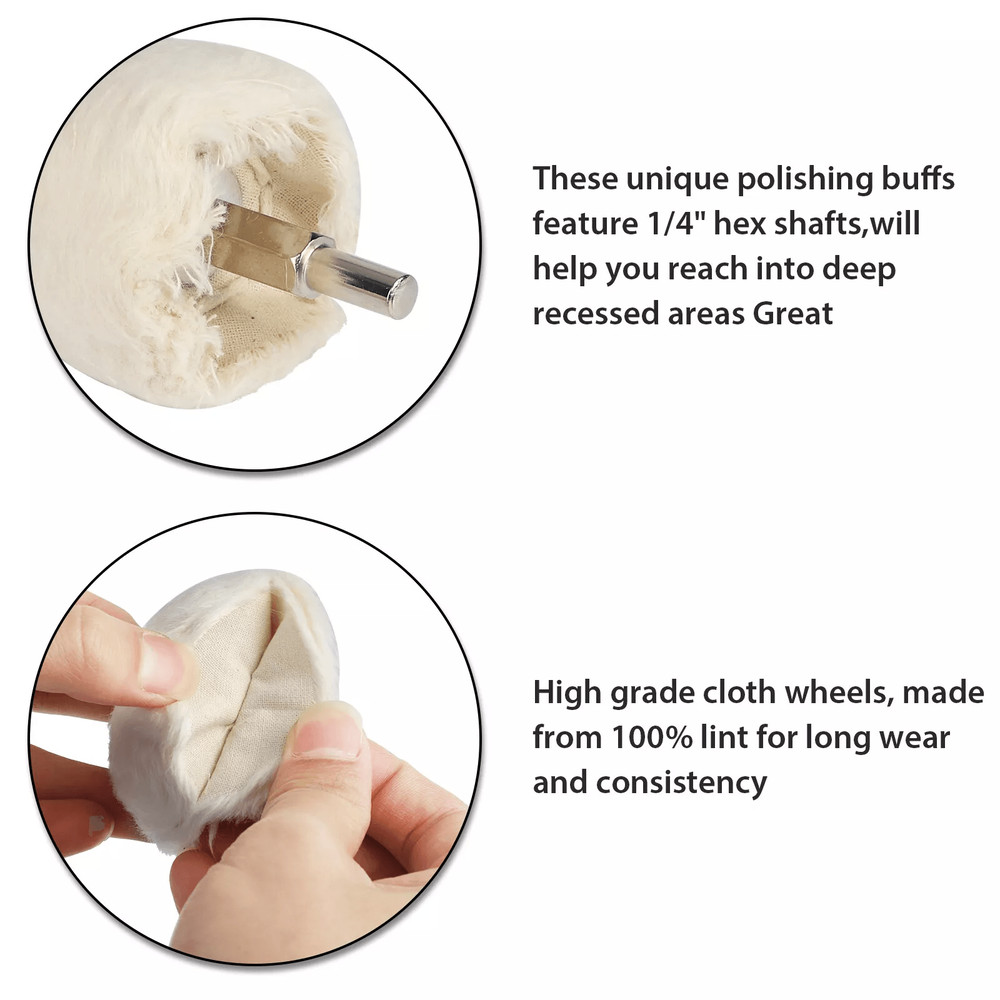 White Cotton Pad Polishing Buffing Wheel Set For Car  Motorcycle Drill Use Buffing Rims  Metal Fini 2