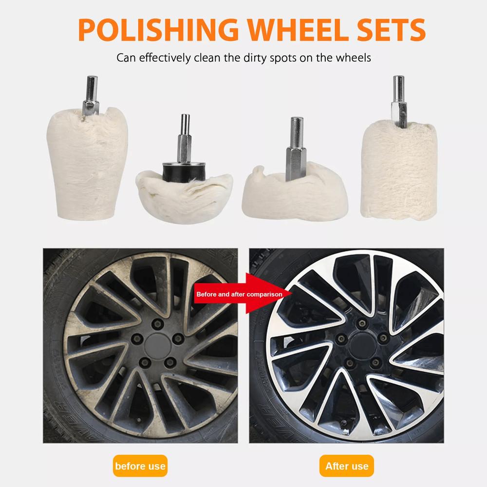 White Cotton Pad Polishing Buffing Wheel Set For Car  Motorcycle Drill Use Buffing Rims  Metal Fini 1