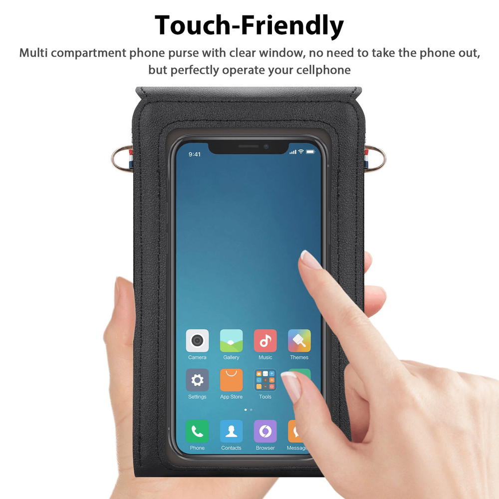 Women Touch Screen Cell Phone Bag Crossbody Shoulder Pouch Purse With Card Case For Smartphones 1