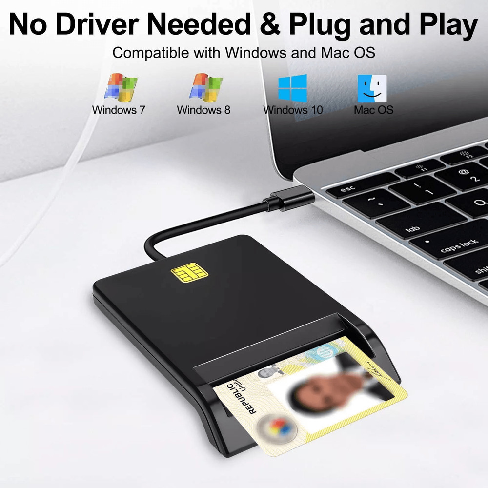 USB C Smart Card Reader For DOD Military CAC  Bank ID Access Compatible With Windows  MacOS 1
