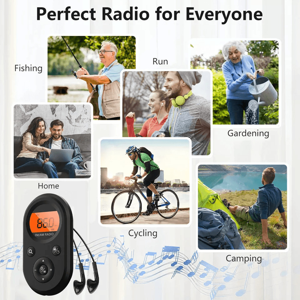 Rechargeable Portable Pocket Digital FM Radio LCD Stereo Music  News Receiver With Earphones 8