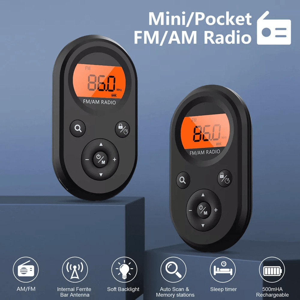Rechargeable Portable Pocket Digital FM Radio LCD Stereo Music  News Receiver With Earphones 1