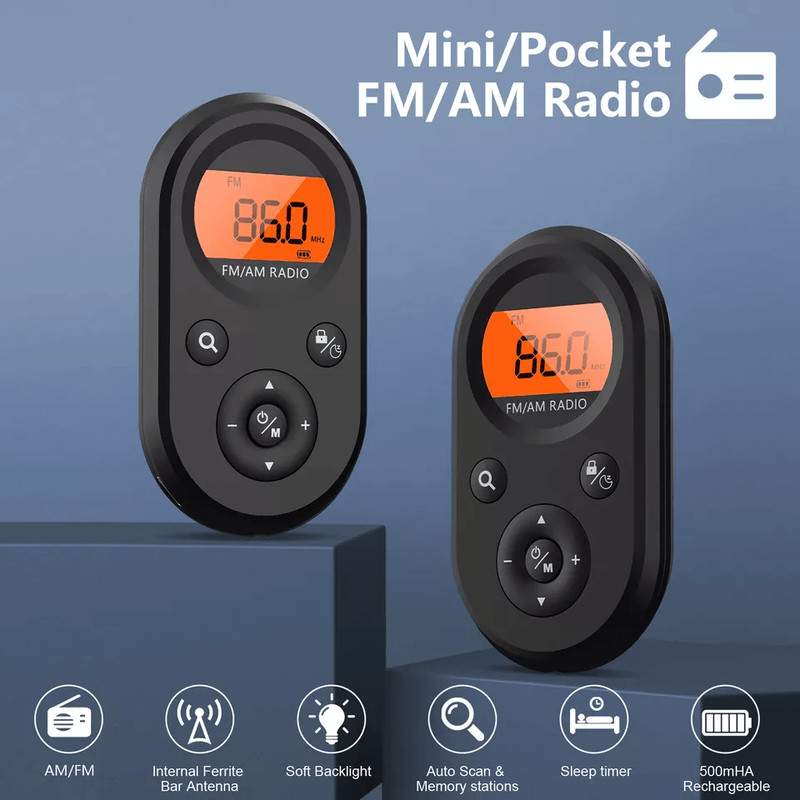 Rechargeable Portable Pocket Digital FM Radio LCD Stereo Music  News Receiver With Earphones 1