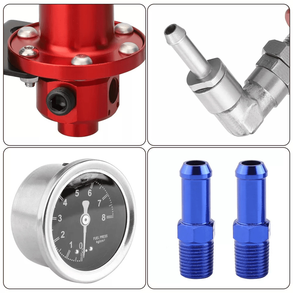 Universal Adjustable Car Fuel Pressure Regulator Kit With OilFilled Gauge High Performance Aluminum 5