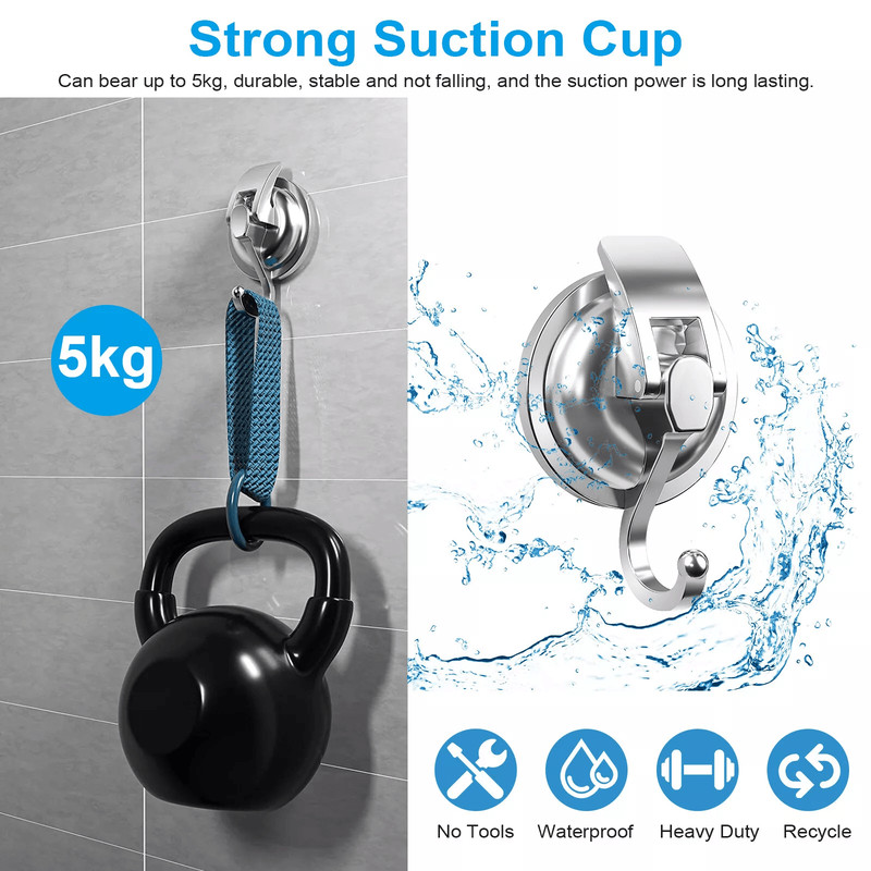 Heavy Duty Strong Suction Cup Hooks For Kitchen Bathroom Waterproof Wall Hanger For Easy Installat 2
