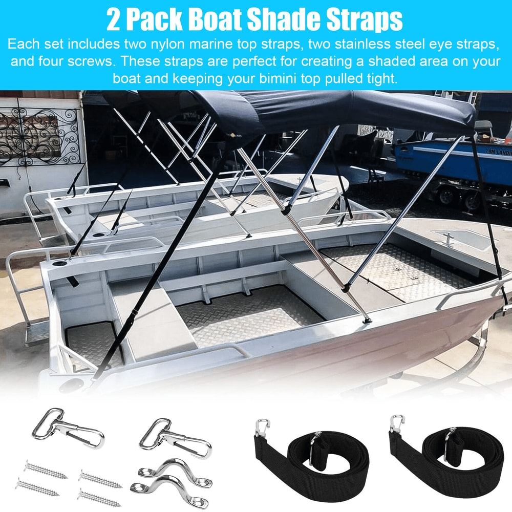 Adjustable Bimini Boat Top Straps With Stainless Steel Hooks Durable Marine Canopy TieDown Straps 2