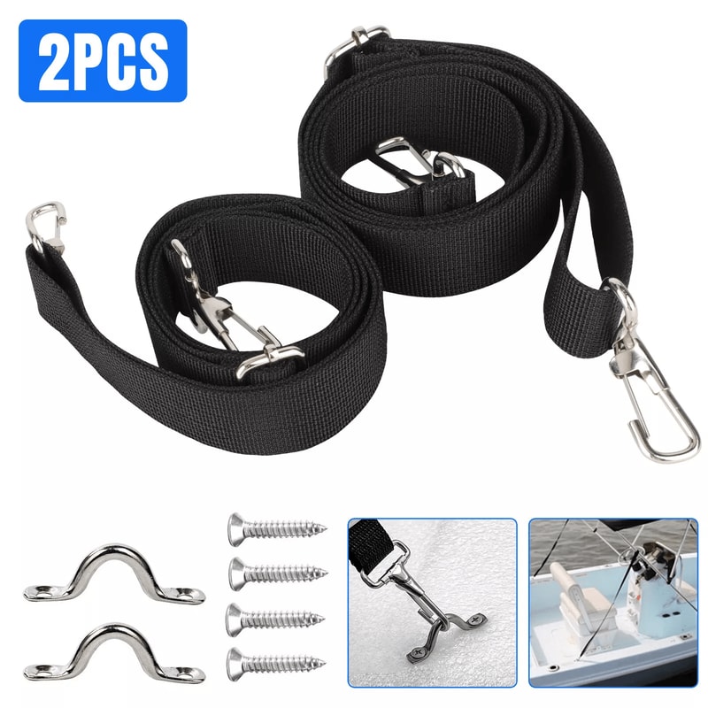 Adjustable Bimini Boat Top Straps With Stainless Steel Hooks Durable Marine Canopy TieDown Straps 0
