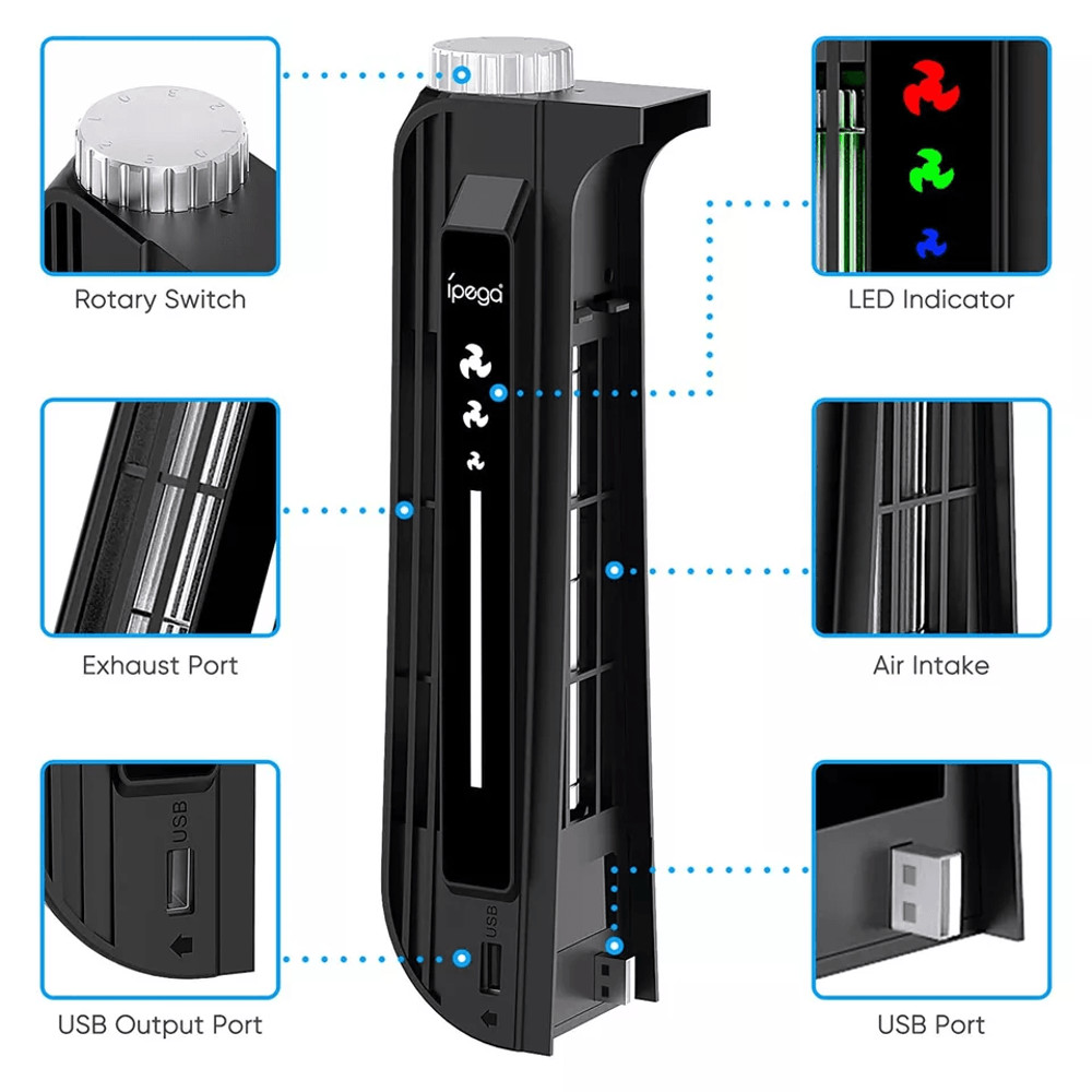 Adjustable Cooling Fan With USB Port Powerful Accessories For PlayStation Console Cooler System Wit 5