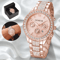 Waterproof Luxury Womens Watch Classic Stainless Steel Quartz Crystal Dial 2