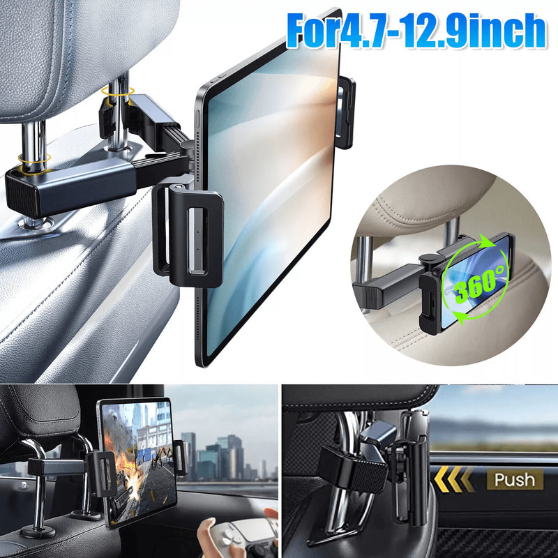 Adjustable Car Headrest Back Seat Mount Holder For Tablet IPhone 360 Rotation 0