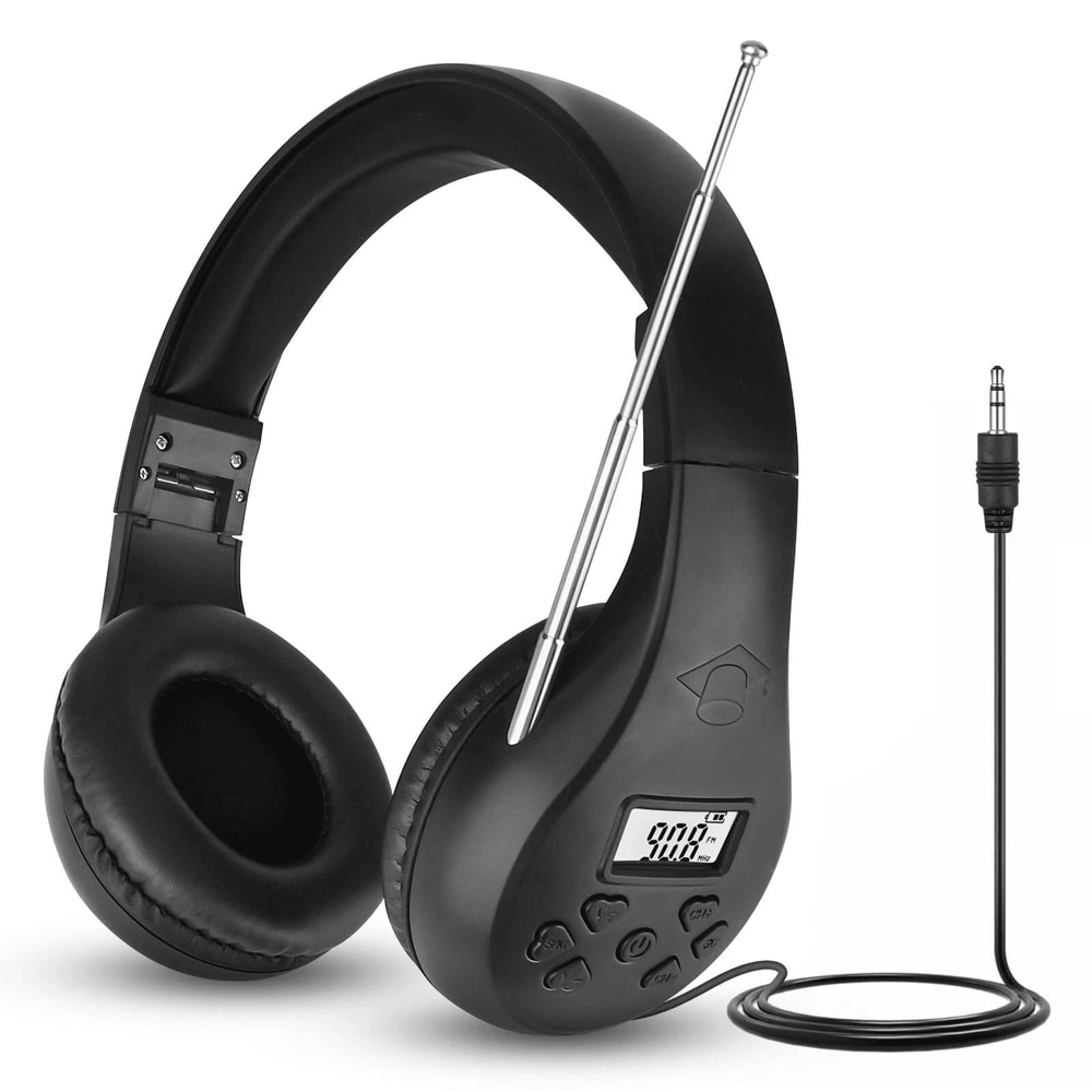 Foldable FM Radio Headphones With Stereo Bass Sound Portable Reception Headset With Noise Reduction 0