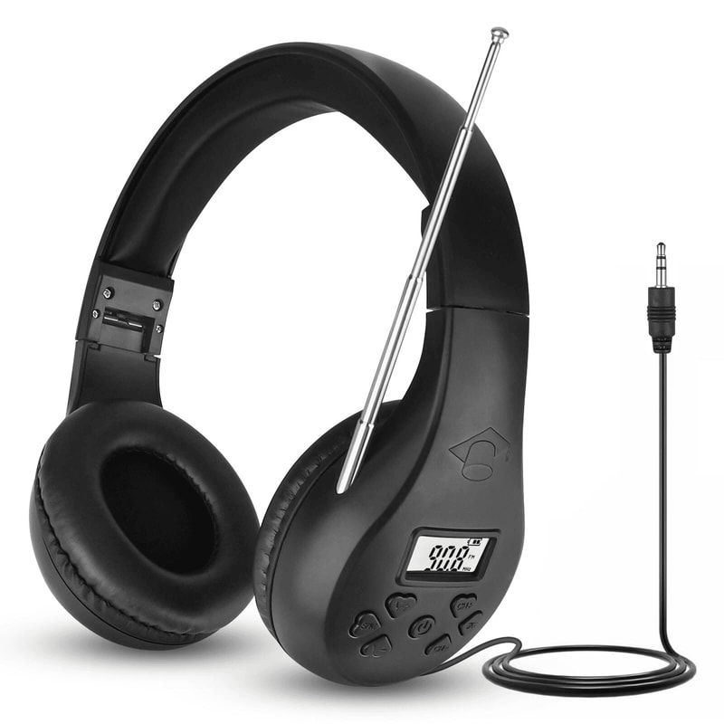 Foldable FM Radio Headphones With Stereo Bass Sound Portable Reception Headset With Noise Reduction 0