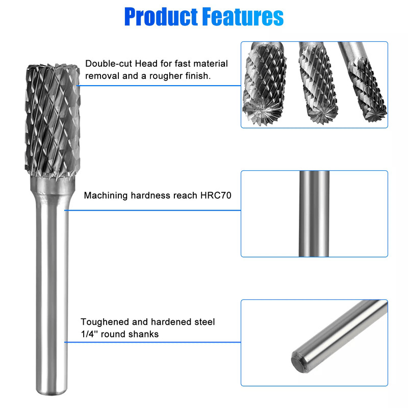 Shank Double Cut Tungsten Steel Carbide Rotary Burr Die Grinder Bits For Fast Material Removal And 2