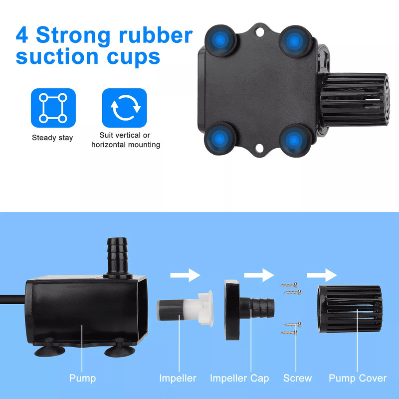 Aquarium Flow Adjustable Submersible Water Pump For Pond Fountain  Hydroponics 2