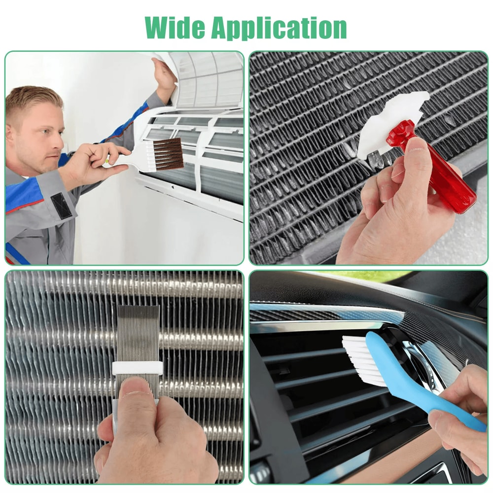Air Conditioner Fin Cleaner Set Condenser Fin Comb Straightener Cleaning Brush Tool Kit For AC Mai 6