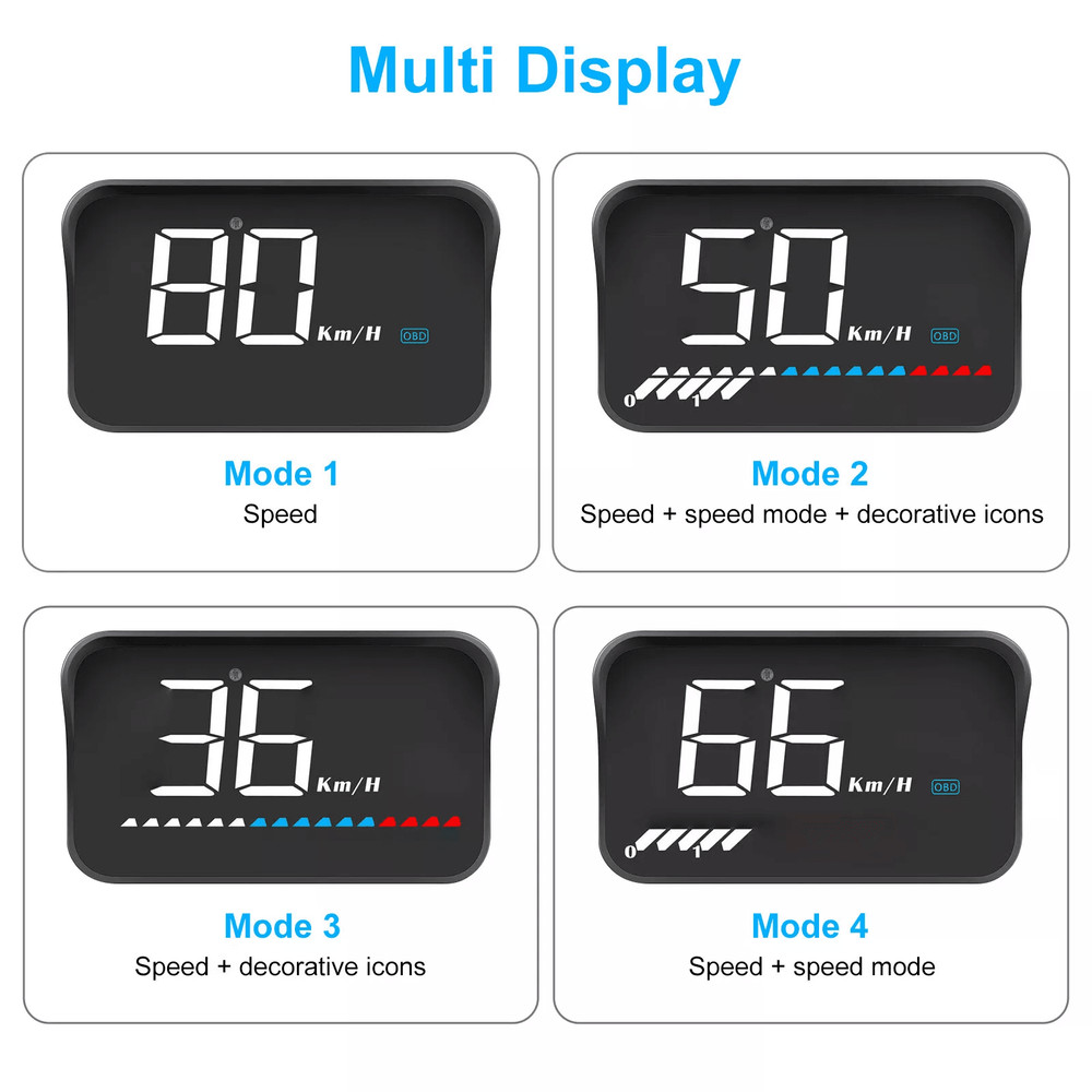 Car Head Up Display Digital Gauge With GPS Speedometer OBD2 Warning Alarm Meter 3