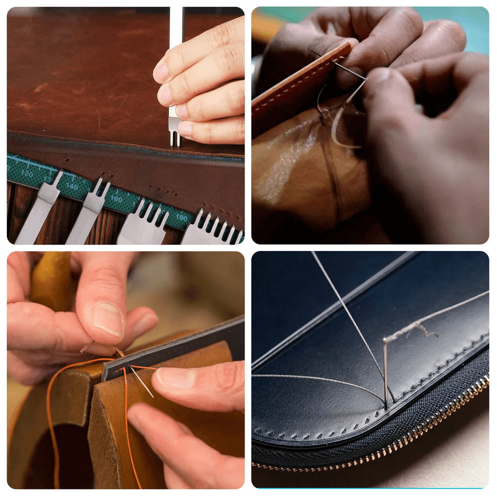 Leather Stitching Punch Awl Kit With Waxed Thread Needles And DIY Sewing Tools For Craft Projects 2