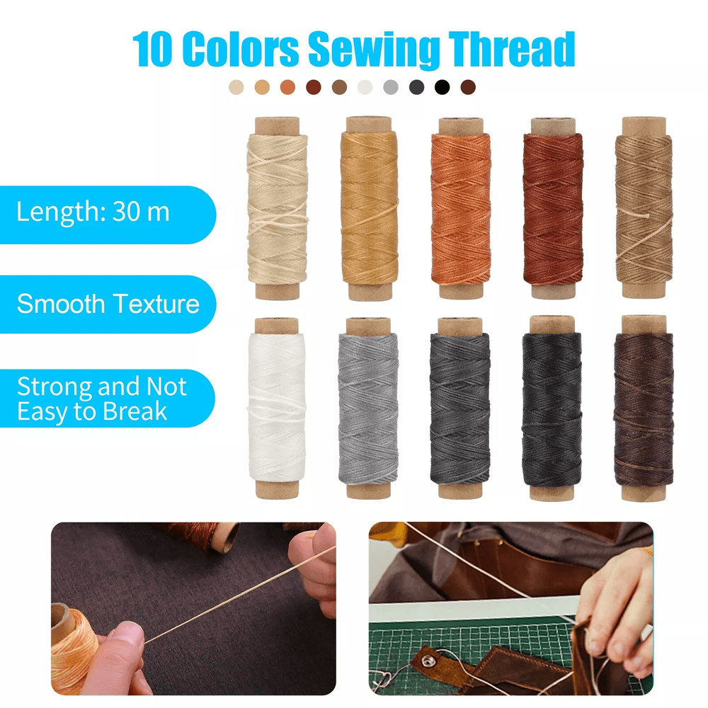 Leather Stitching Punch Awl Kit With Waxed Thread Needles And DIY Sewing Tools For Craft Projects 3