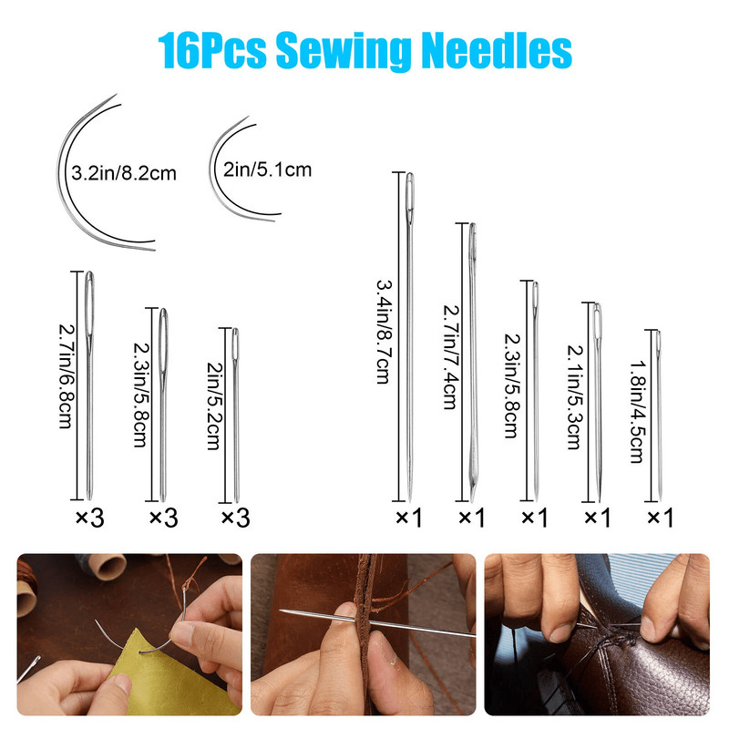 Leather Stitching Punch Awl Kit With Waxed Thread Needles And DIY Sewing Tools For Craft Projects 5